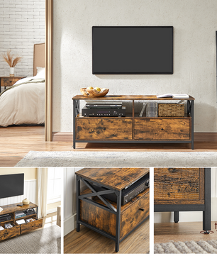 TV Meubel Industriële Stijl – 2 Laden, 2 Compartimenten, 120 cm