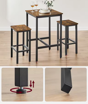 Industriële Bartafelset – Eettafel Met 2 Barkrukken
