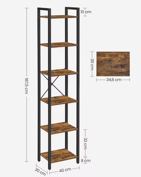 Boekenkast met 6 Niveaus – Industriële Stijl