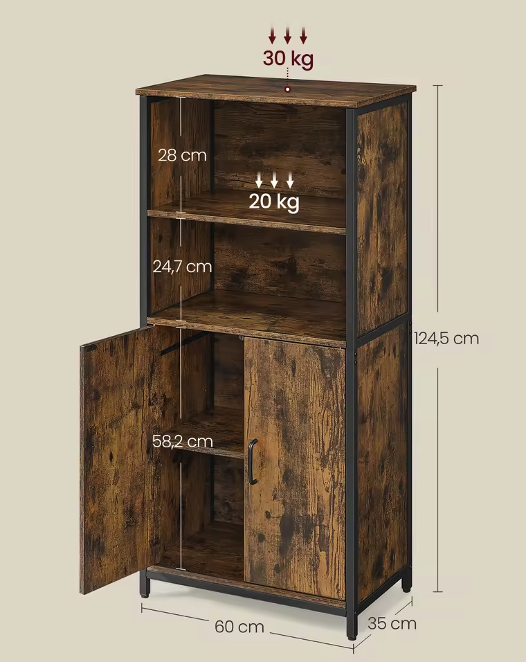 Highboard Kast Industriële Stijl – Opbergkast met Verstelbare Plank