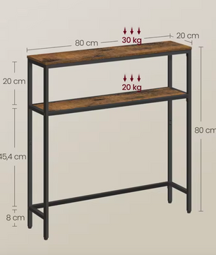 Consoletafel Industrieel met 2 planken