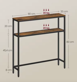 Consoletafel Industrieel met 2 planken