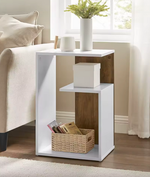 Moderne Bijzettafel Walnootbruin en Wit