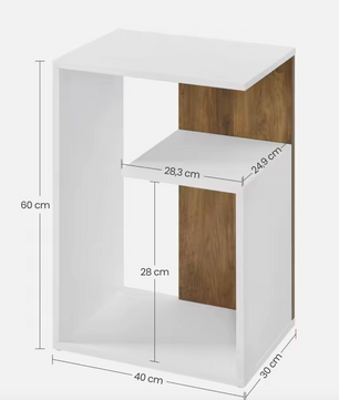 Moderne Bijzettafel Walnootbruin en Wit