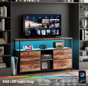 TV-Meubel Industrieel met LED-Verlichting en 4 Lades