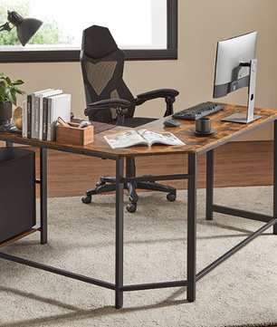 Sedia L-vormig Hoekbureau met 2 Planken – Vintage Bruin-Zwart