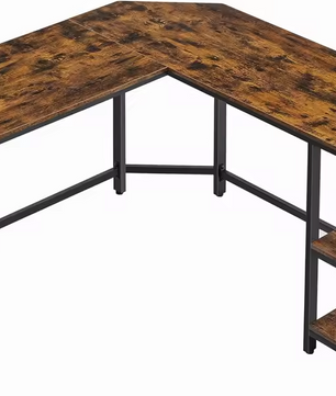 Sedia L-vormig Hoekbureau met 2 Planken – Vintage Bruin-Zwart