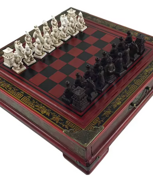 Handgemaakte Vintage Schaakset – Terracotta Krijgers