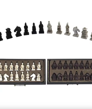 Handgemaakte Vintage Schaakset – Terracotta Krijgers