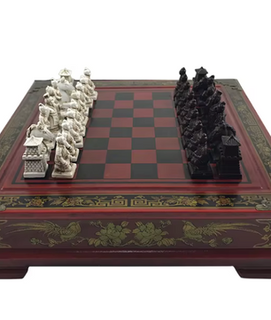 Handgemaakte Vintage Schaakset – Terracotta Krijgers