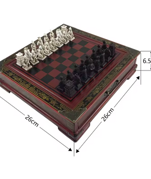 Handgemaakte Vintage Schaakset – Terracotta Krijgers