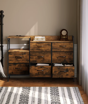 Opbergkast met 8 Lades en Laadstation – Vintage Hout Design