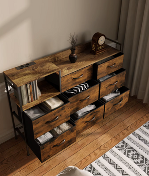 Opbergkast met 8 Lades en Laadstation – Vintage Hout Design