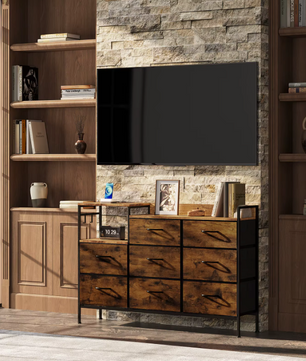 Opbergkast met 8 Lades en Laadstation – Vintage Hout Design