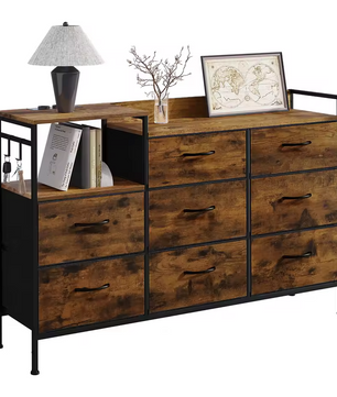 Opbergkast met 8 Lades en Laadstation – Vintage Hout Design