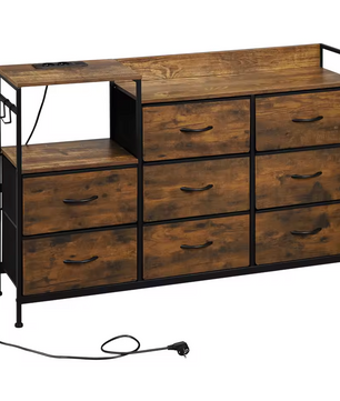 Opbergkast met 8 Lades en Laadstation – Vintage Hout Design