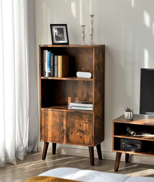 Rustieke 3-Level Boekenkast met Deuren
