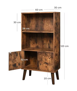 Rustieke 3-Level Boekenkast met Deuren