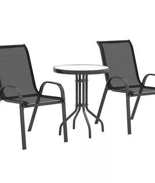 Outsunny Zwarte Terras Set – Bistroset (3-delige tuinset)