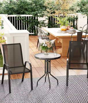 Outsunny Zwarte Terras Set – Bistroset (3-delige tuinset)
