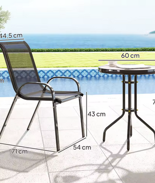 Outsunny Zwarte Terras Set – Bistroset (3-delige tuinset)