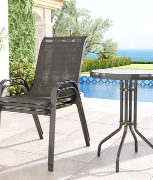 Outsunny Zwarte Terras Set – Bistroset (3-delige tuinset)