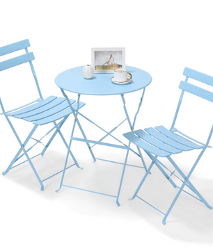 3-delige Opvouwbare Bistroset – Lichtblauw of zwart