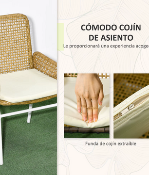 3-delige Outdoor Tuintafel en Stoelen Set - Natural Rotan Design