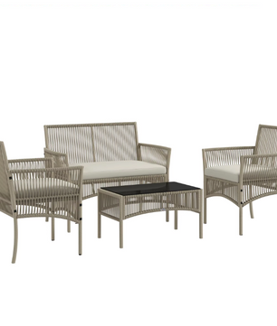 Rotan Tuinmeubelset 4-delig – incl. UV-bestendige, afneembare en wasbare hoezen