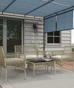 Rotan Tuinmeubelset 4-delig – incl. UV-bestendige, afneembare en wasbare hoezen