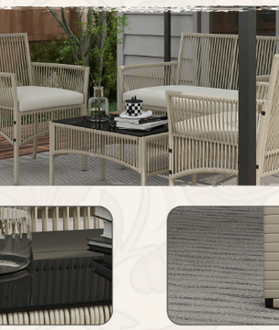 Rotan Tuinmeubelset 4-delig – incl. UV-bestendige, afneembare en wasbare hoezen