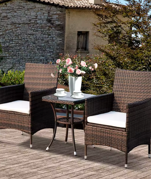 3-Delige Rotan Bistroset - Bruin of Grijs