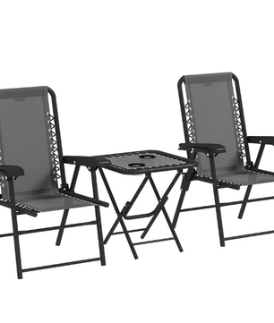 3-Delige Outdoor Terras Tafel- en Stoelenset – Comfortabel, Opvouwbaar en Duurzaam