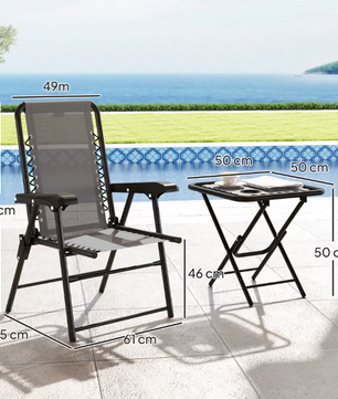 3-Delige Outdoor Terras Tafel- en Stoelenset – Comfortabel, Opvouwbaar en Duurzaam
