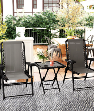 3-Delige Outdoor Terras Tafel- en Stoelenset – Comfortabel, Opvouwbaar en Duurzaam