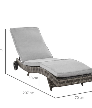 S-Vormige Verstelbare Rotan Ligstoel met Wielen – Luxe Comfort voor Buiten