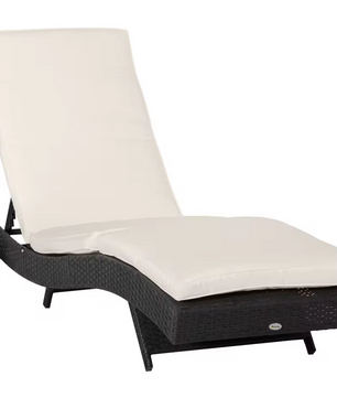 S-Vormige Verstelbare Rotan Ligstoel met Wielen – Luxe Comfort voor Buiten
