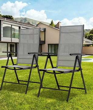 Set van 2 Verstelbare Tuinstoelen Grijs