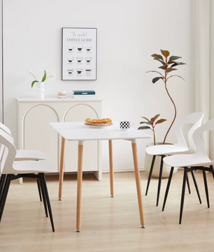 Set van 6 Scandinavische Eetkamerstoelen – Stijlvolle en Comfortabele Stoelen met Metalen Poten (Zwart/Grijs/Wit)