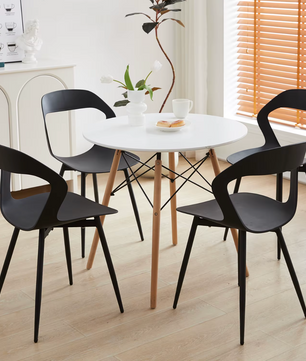 Set van 6 Scandinavische Eetkamerstoelen – Stijlvolle en Comfortabele Stoelen met Metalen Poten (Zwart/Grijs/Wit)