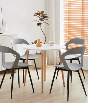 Set van 6 Scandinavische Eetkamerstoelen – Stijlvolle en Comfortabele Stoelen met Metalen Poten (Zwart/Grijs/Wit)