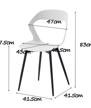 Set van 6 Scandinavische Eetkamerstoelen – Stijlvolle en Comfortabele Stoelen met Metalen Poten (Zwart/Grijs/Wit)