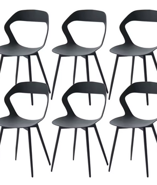 Set van 6 Scandinavische Eetkamerstoelen – Stijlvolle en Comfortabele Stoelen met Metalen Poten (Zwart/Grijs/Wit)