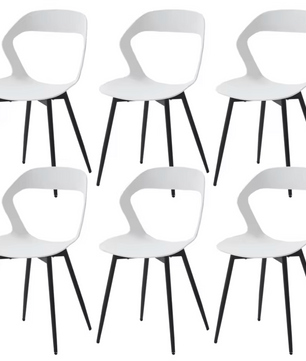 Set van 6 Scandinavische Eetkamerstoelen – Stijlvolle en Comfortabele Stoelen met Metalen Poten (Zwart/Grijs/Wit)