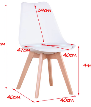 Set van 6 Scandinavische Eetkamerstoelen – PU-Lederen Zitting & Beukenhouten Poten