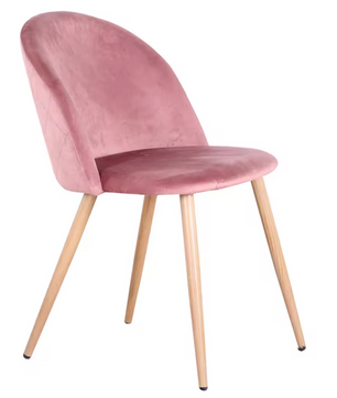 Set van 2/4/6 Fluwelen Eetkamerstoelen Roze – Zachte Zitting en Houten Poten