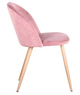 Set van 2/4/6 Fluwelen Eetkamerstoelen Roze – Zachte Zitting en Houten Poten