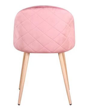 Set van 2/4/6 Fluwelen Eetkamerstoelen Roze – Zachte Zitting en Houten Poten