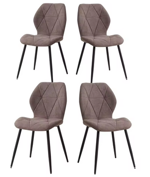 Set van 4 Moderne Eetkamerstoelen – Gevoerde Zitting & IJzeren Poten