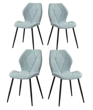 Set van 4 Moderne Eetkamerstoelen – Gevoerde Zitting & IJzeren Poten